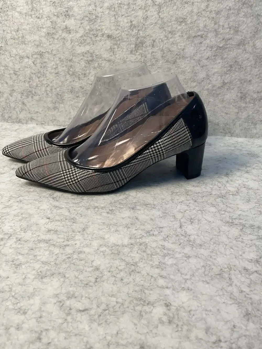 Abella True Comfort Plaid Pointed Toe Block Heel Pumps